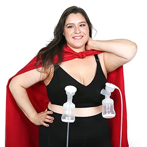 Size-Worriless Pumping Bra Hands Free | Pumping and Nursing Bra in One for Women Plus Size Black