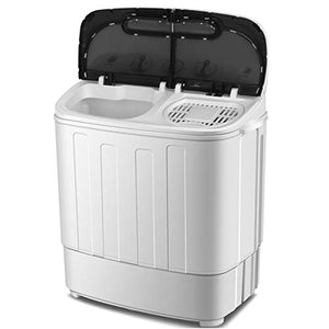 SUPER DEAL Portable Compact Mini Twin Tub Washing Machine w/Wash and Spin Cycle, Built-in Gravity Drain, 13lbs Capacity For Camping, Apartments, Dorms, College Rooms, RV’s, Delicates and more
