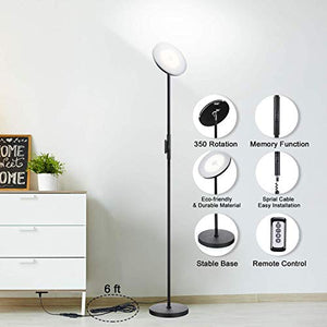 2PCS, 1Silvery Grey+1Black, JOOFO Floor Lamp,30W/2400LM Sky LED Modern Torchiere 3 Color Temperatures Super Bright Floor Lamps-Tall Standing Pole Light with Remote & Touch Control