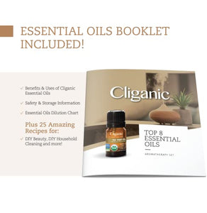 Cliganic USDA Organic Aromatherapy Essential Oils Holiday Gift Set (Top 8), 100% Pure Natural - Peppermint, Lavender, Eucalyptus, Tea Tree, Lemongrass, Rosemary, Frankincense & Orange