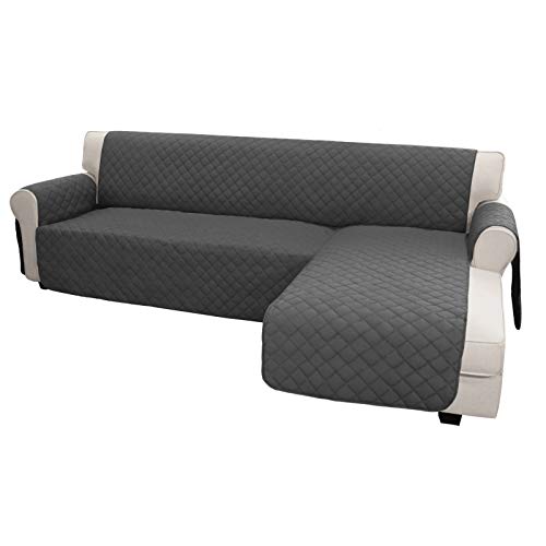 Easy-Going Sofa Slipcover L Shape Sofa Cover Sectional Couch Cover Chaise Lounge Cover Reversible Sofa Cover Furniture Protector Cover for Pets Kids Children Dog Cat (X-Large, Dark Gray/Dark Gray)