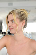 Load image into Gallery viewer, Mariell Victorian Scrolls 14k Gold Plated Cubic Zirconia Wedding or Evening Chandelier Earrings
