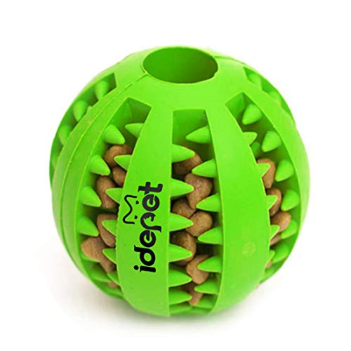 Idepet Dog Toy Ball, Nontoxic Bite Resistant Toy Ball for Pet Dogs Puppy Cat, Dog Food Treat Feeder Tooth Cleaning Ball,Dog Pet Chew Tooth Cleaning Ball Pet Exercise Game Ball IQ Training Ball