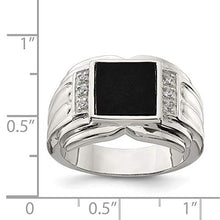 Load image into Gallery viewer, 925 Sterling Silver Mens Cubic Zirconia Cz Black Onyx Band Ring Size 10.00 Man Fine Jewelry For Dad Mens Gifts For Him
