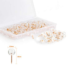Load image into Gallery viewer, WenTao 150PCS Push Pins, Rose Gold Map Thumb Tacks, Large Size Pins Rose Gold Steel Point and Transparent Plastic Round Head for Bulletin Board, Fabric Marking, Crafts and Office Organization
