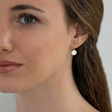Load image into Gallery viewer, 14k Solid Yellow Gold White Opal 8mm Gemstone Dangle Earrings, Dainty Opal Gemstones Earrings, Bridal Handmade Wedding Jewelry Gift for Brides, Graduation Gift
