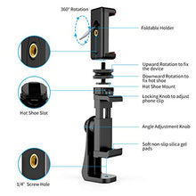 Load image into Gallery viewer, Universal Phone Tripod Mount Adapter + 1/4&quot; Screw + Cell Phone Bracket Clamp, Rotatable Vertical and Horizontal Smartphone Holder Stand Clip for iPhone X XS XR 11 Pro, Samsung S10 S9+, and All Phones
