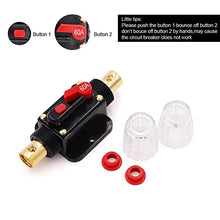 Load image into Gallery viewer, 2 Pack Inline 60amp Circuit Breaker with Manual Reset Fuse Holder for Car Audio Marine Boat Stereo，with Wire Lugs and Heat Shrink Tube
