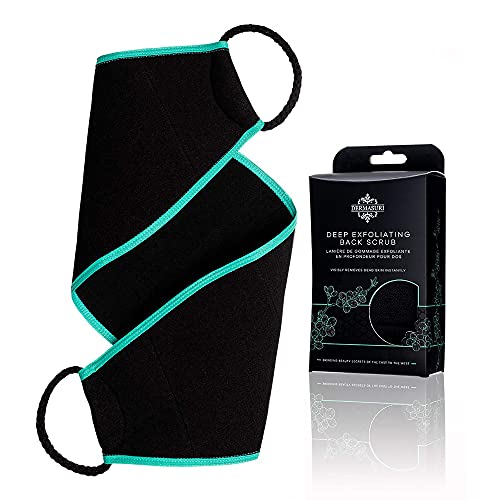 Dermasuri Deep Exfoliating Back Scrubber - 27 Inches Long, 8 Inches Wide - Bath & Shower Body Scrubber - Exfoliator Scrub Tool - Skin Care for Women & Men - Exfoliation Body Scrubber for Shower
