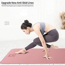 Load image into Gallery viewer, WWWW Yoga Mat Eco Friendly TPE Non Slip Yoga Mats by SGS Certified with Carrying Strap,72"x24" Extra Thick 1/4" for Yoga Pilates Fitness Exercise Mat
