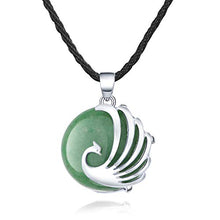 Load image into Gallery viewer, Peacock Crystal Pendant Necklace Chakra Healing Women's Pendant Meditation Aura Stone Jewelry Lucky Blessing Gift (Green Aventurine)
