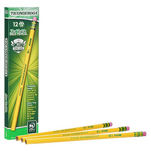 Ticonderoga Graphite Pencils, Wood-Cased #2 HB Soft, with Eraser, Yellow, 72-Pack.