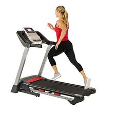 Load image into Gallery viewer, Sunny Health &amp; Fitness Electric Folding Treadmill with LCD and Pulse Monitor, 265 LB Max Weight, Tablet Holder, Bluetooth Speakers and USB Charging - SF-T7917,Black
