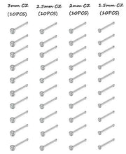 Load image into Gallery viewer, Tornito 20G 40Pcs Stainless Steel Curved Nose Stud Nose Ring CZ Bone Shaped Nose Screw Piercing Jewelry for Women Men
