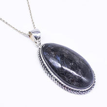 Load image into Gallery viewer, Natural Nuummite Gemstone Oval Shape Pendant, Nuummite Cabochon Pendant, 925 Sterling Silver Pendant, Silver Designer Pendant, Necklace Pendant, Gift For Mom

