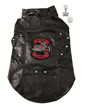 Load image into Gallery viewer, DOGGIE DESIGN Dawg Motor Jacket with Biker Skull Charm and Button Pin for Dogs Size 2Xlarge (Chest 25&quot; - 30&quot;)
