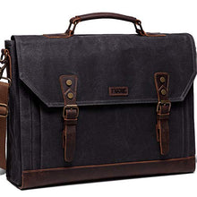 Load image into Gallery viewer, 17 inch Laptop Messenger Bag,Vaschy Vintage Waxed Canvas Leather Water Resistant Mens Satchel Briefcase Bag Business Shoulder Bag Gray
