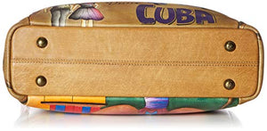 Anna by Anuschka Hand Painted Leather Women's Crossbody with Side Pockets, Viva Cuba