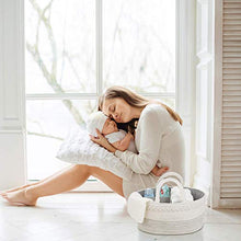 Load image into Gallery viewer, Luxury Little Baby Diaper Caddy Organizer - Rope Nursery Storage Bin for Boys and Girls - Large Tote Bag &amp; Car Organizer with Removable Inserts - Baby Shower Gift Basket - Newborn Registry Must Haves
