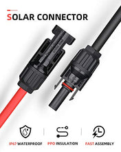 Load image into Gallery viewer, BougeRV 10 Feet 10AWG Solar Extension Cable with Female and Male Connector with Extra Free Pair of Connectors Solar Panel Adaptor Kit Tool (10FT Red + 10FT Black)
