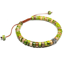 Load image into Gallery viewer, Elegant Green Imperial Jasper Bracelet - Handcrafted Natural Gemstone Beaded Tibetan Style Jewelry for Men &amp;Women
