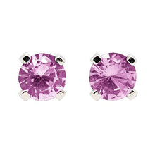 Load image into Gallery viewer, 6mm Light Pink Tourmaline Gemstone Stud Earrings in Sterling Silver - October Birthstone
