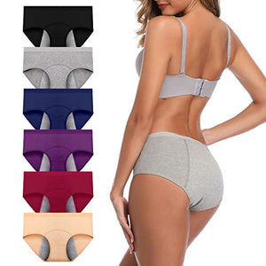 JOJOQUEEN Women's Cotton Underwear,Mid Waist Solid Color Ladies Underwear Briefs Multipack Menstrual Panties for Women