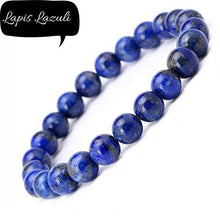 Load image into Gallery viewer, Handmade Lapis Lazuli Bracelet - Gemstone Bracelet - Bead Stretch Bracelet - Friendship Bracelet - Blue Stone Focus Bracelet (8mm)
