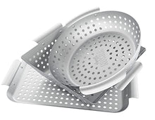 Load image into Gallery viewer, Yukon Glory 3-Piece Mini Grilling Basket Set, Stainless Steel Perforated Grill Baskets for Grilling Veggies, Seafood, and Meats, Includes Grill Pan, Square Basket, and Circular Basket

