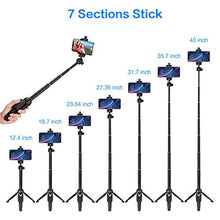 Load image into Gallery viewer, Wevon Selfie Stick, 40 inch Extendable Phone Tripod Stand with Bluetooth Remote Shutter Compatible with iPhone 11 Pro Xs Max Xr X 8 7 Plus, Android, Samsung Galaxy S20 S10 S9 and More, Lightweight
