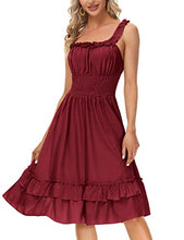 Load image into Gallery viewer, Womens Steampunk Sleeveless Dress Victorian Ruffled High Low Dress Wine L

