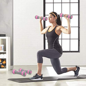 Vivitory Adjustable Dumbbells Set for Women, 4.4lb /6.6lb /8.8lb Weight Options, Dumbbells Weight Pair(Set of 2), Non-Slip Neoprene Hand, All-Purpose, Exercise Dumbbells for Home, Office, Gym (Pink)