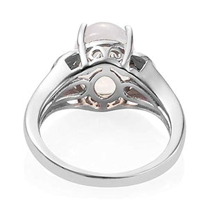 925 Sterling Silver Platinum Plated Rainbow Moonstone Rhodolite Garnet Statement Ring Size 8