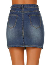 Load image into Gallery viewer, Women's Classic A-Line Denim Jean Short Skirt, Dark Blue, X-Large
