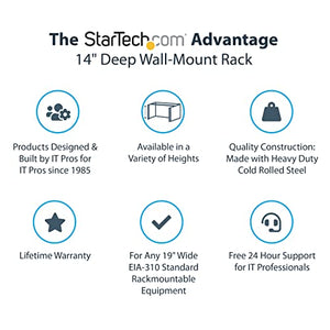 StarTech.com 6U Wall Mount Network Rack - 14 Inch Deep (Low Profile) - 19" Patch Panel Bracket for Shallow Server and IT Equipment, Network Switches - 44lbs/20kg Weight Capacity, Black (WALLMOUNT6)