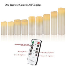 Load image into Gallery viewer, Vinkor Flameless Candles Battery Operated Candles 4&quot; 5&quot; 6&quot; 7&quot; 8&quot; 9&quot; Set of 9 Ivory Real Wax Pillar LED Candles with 10-Key Remote and Cycling 24 Hours Timer
