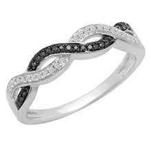 Load image into Gallery viewer, Dazzlingrock Collection 0.15 Carat (Ctw) Sterling Silver Black &amp; White Diamond Ladies Bridal Wedding Stackable Band, Size 4
