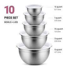Load image into Gallery viewer, Premium Stainless-Steel Mixing Bowls with Airtight Lids (Set of 5) Nesting Bowls for Space-Saving Storage, Easy-Grip &amp; Stability Design Mixing-Bowl Set Versatile For Cooking, Baking, &amp; Food Storage
