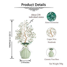 Load image into Gallery viewer, CrystalTears Green Aventurine Crystal Money Tree Feng Shui Crystal Bonsai Tree Sculpture Figurine Natural Gemstone Tree Ornament with Green Ceramic Vase for Hme Decoration Wealth Healing Gift
