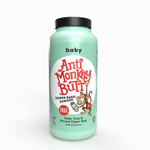 Anti Monkey Butt Baby Powder with Calamine - Prevents Diaper Rash and Absorbs Moisture - Talc Free - 6 Ounces - Pack of 1