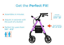 Load image into Gallery viewer, NOVA Medical Products Star 8 Rollator Walker with Perfect Fit Size System, Lightweight &amp; Foldable, Easy to Lift &amp; Carry, Great for Travel, Color Diamond Sky Blue
