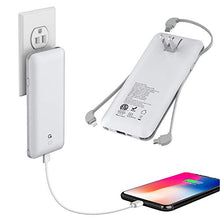 Load image into Gallery viewer, 10000mAh Q Portable Charger, Ultra Slim USB C Power Bank, 4 Output Dual Input External Battery Pack with Built-in AC Wall Plug,Built in Micro and USB C Three Cables Compatible with All mobilephone
