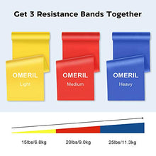 Load image into Gallery viewer, OMERIL Resistance Bands Set, 3 Pack Latex Exercise Bands with 3 Resistance Levels, Skin-Friendly Elastic Bands with Carrying Pouch for Home Workout, Strength Training, Physical Therapy, Yoga, Pilates
