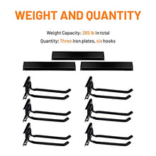 Load image into Gallery viewer, Wallmaster Garage Storage Tool Organizer Rack Heavy Duty Tools Garage Organization Wall Mount Rack Hanger with 6 Hooks 48inch Tracks Max Load 265lb
