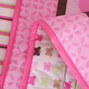 Wowelife Baby Pink Butterfly 7 Piece Baby Girl Bedding Crib Sets with Bumpers(Pink Butterfly)