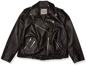 Levi's Women's Faux Leather Asymmetrical Belted Motorcycle Jacket (Regular and Plus Sizes), black, Large