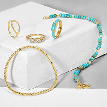 Load image into Gallery viewer, Silpada &#39;Building Blocks&#39; Turquoise Ring in 18K Yellow Gold-Plated Sterling Silver, Size 7, Size 7
