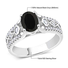 Load image into Gallery viewer, Gem Stone King Sterling Silver Black Onyx Women&#39;s Engagement Ring 1.81 cttw Gemstone Birthstone (Size 7)

