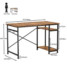 Load image into Gallery viewer, Engriy Writing Computer Desk 47&quot;, Home Office Study Desk with 2 Storage Shelves on Left or Right Side, Industrial Simple Style Wood Table Metal Frame for PC Laptop Notebook

