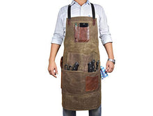 Load image into Gallery viewer, One Size Fits Utility Apron | Adjustable Cross-Back Straps | Multi-Use Shop Apron With Tool Pockets By Aaron Leather (Canvas - Green)
